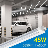 led bulb 4ft with 45W rating in a parking garage setting